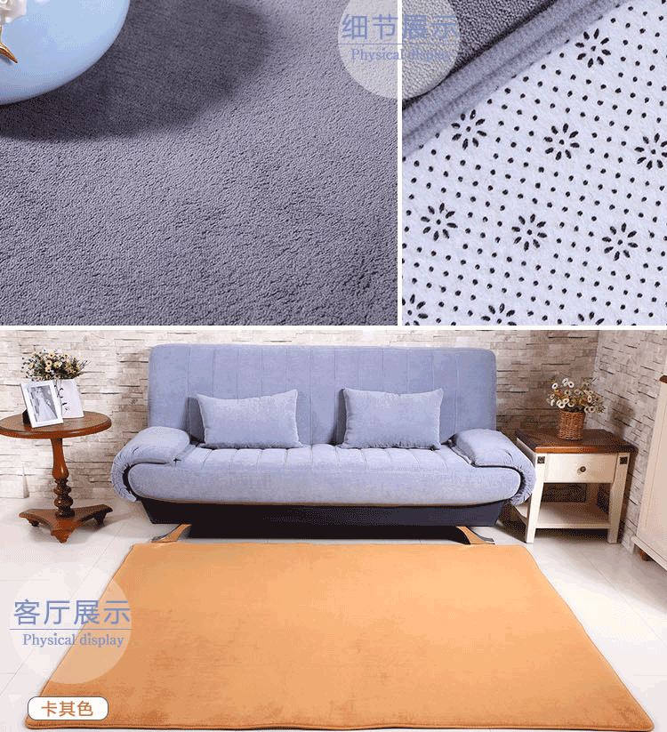 
                                        珊瑚绒地毯吸水防滑爬行垫隔凉客厅茶几卧室床边可定制 银灰色 2*3米                
