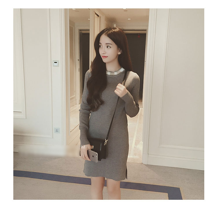 衣与草2015秋装新款连衣裙子女装秋款 女装秋季连衣裙秋装上新 女装冬上新  冬季新品女装 灰色 均码-