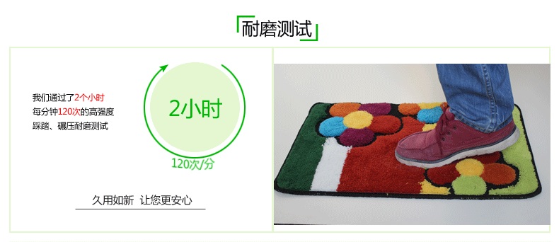 
                                        百搭印象 吸水防滑地垫卫生间脚垫子居家垫子 黑色花朵 半圆40x62cm                