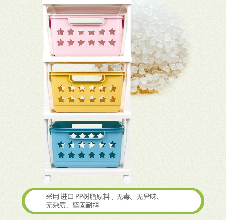 
                                        日本爱丽思IRIS 儿童塑料彩色三层玩具收纳筐整理架KBR-030                
