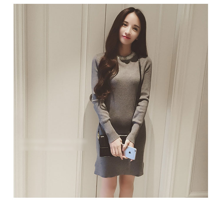 衣与草2015秋装新款连衣裙子女装秋款 女装秋季连衣裙秋装上新 女装冬上新  冬季新品女装 灰色 均码-