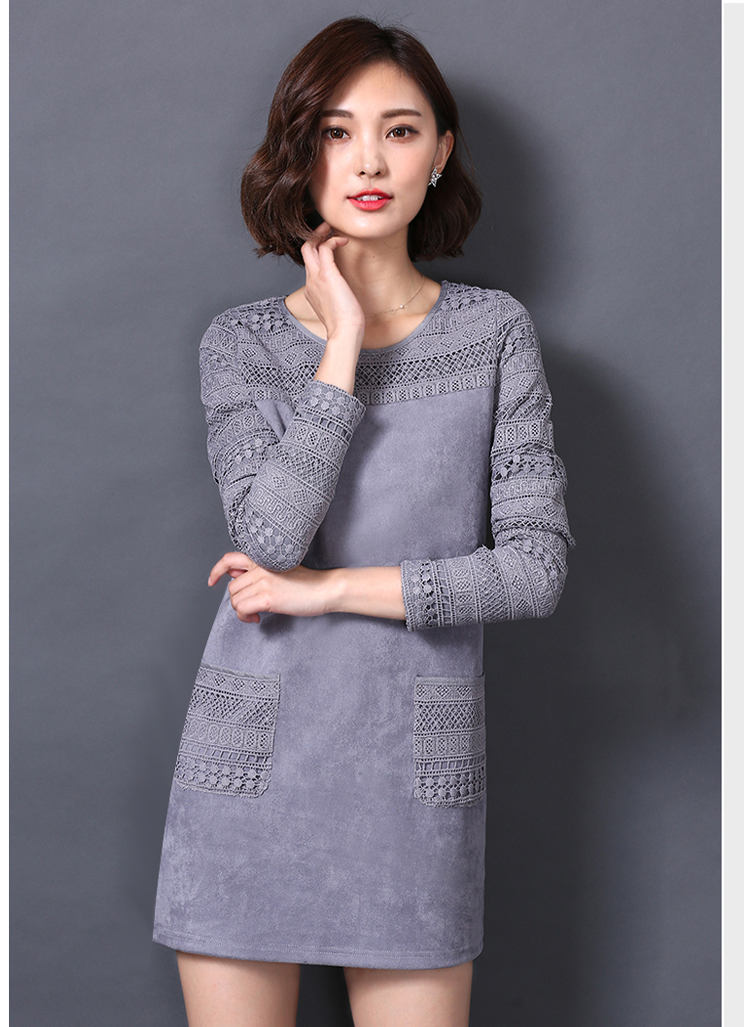 千歡2015冬季新款加厚加绒长袖t恤女中长款蕾丝打底衫女 粉红色(加绒加厚) L