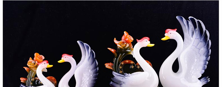 聚善缘 天鹅摆件结婚礼物创意实用时尚高档送朋友闺蜜新婚庆礼品婚房摆设床头柜电视柜书架摆设品 大号 37*17*41cm 毛重6.2kg