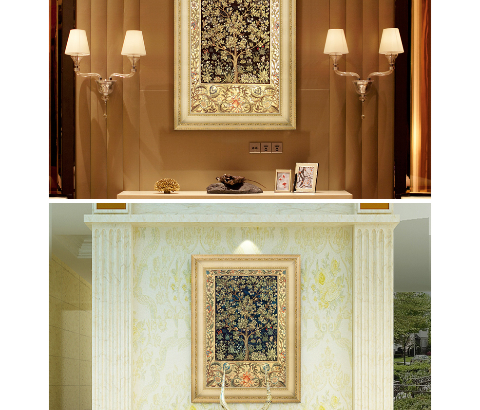 
                                        车手 玄关装饰画 欧式 复古客厅挂画有框 美式餐厅过道竖版壁画墙画发财树 A 60*80                