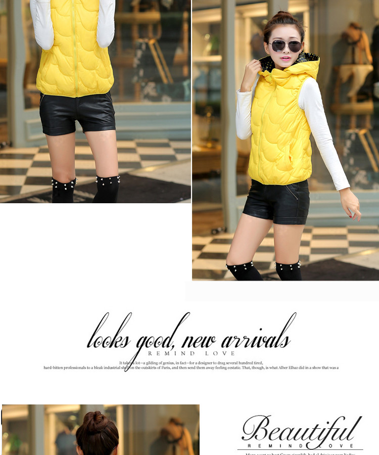 <em>羊诺</em>2014秋冬装新款韩版连帽加厚短款背心马