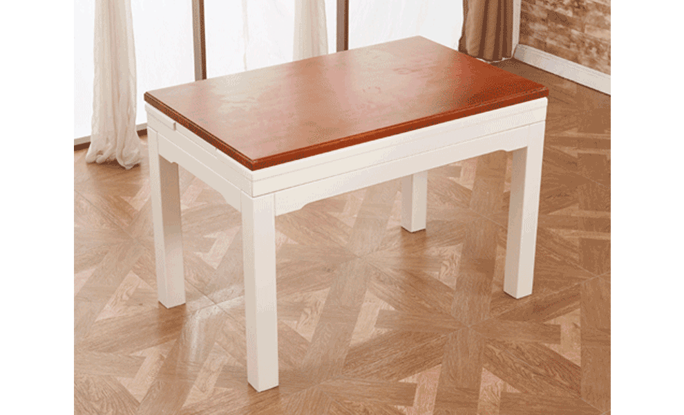 乐庭家具 实木餐桌椅套装组合 伸缩折叠橡胶木餐桌 饭桌 木桌,长桌变