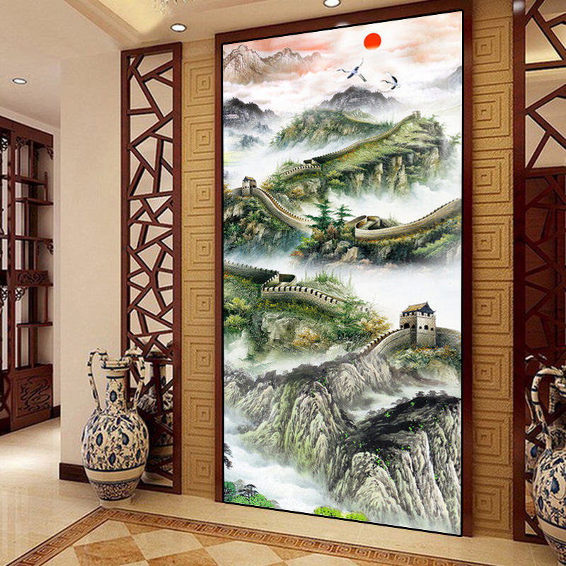 
                                        千尚十字绣客厅新款5d钻石画大幅满钻钻石绣魔方钻钻玄关风景十字绣风景走廊过道画 高端定制 无缝方钻满钻全贴钻 200*90厘米+多配30%钻+免费补钻+全套工具                