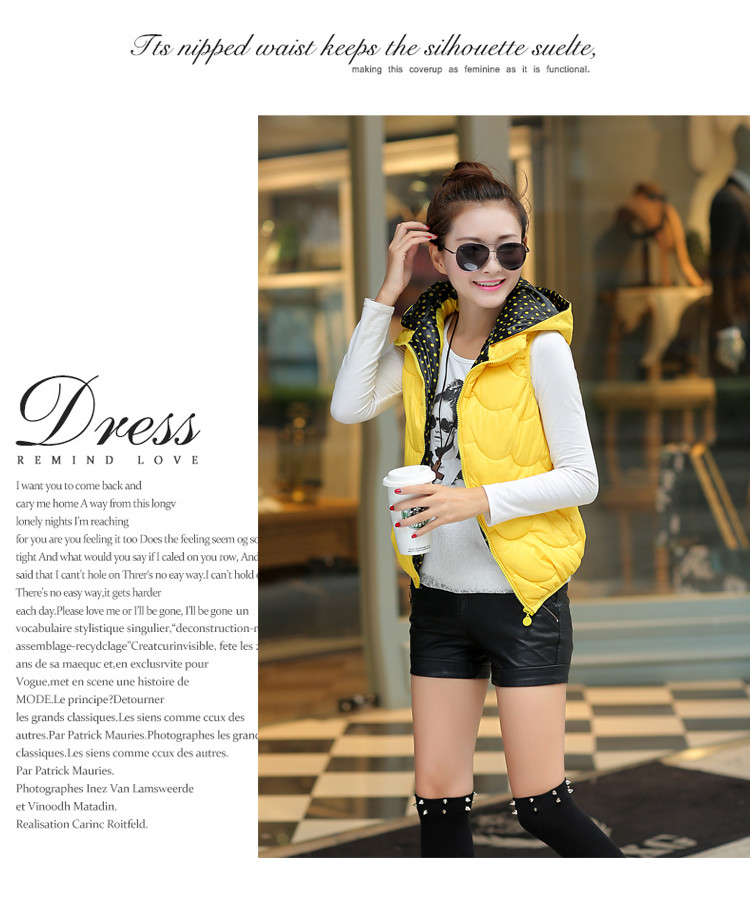 <em>羊诺</em>2014秋冬装新款韩版连帽加厚短款背心马