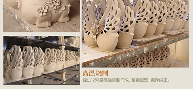 
                                        跃洋 欧式简约天鹅家居装饰品景德镇陶瓷器摆件创意礼品客厅陶瓷工艺品新婚礼物结婚礼品                