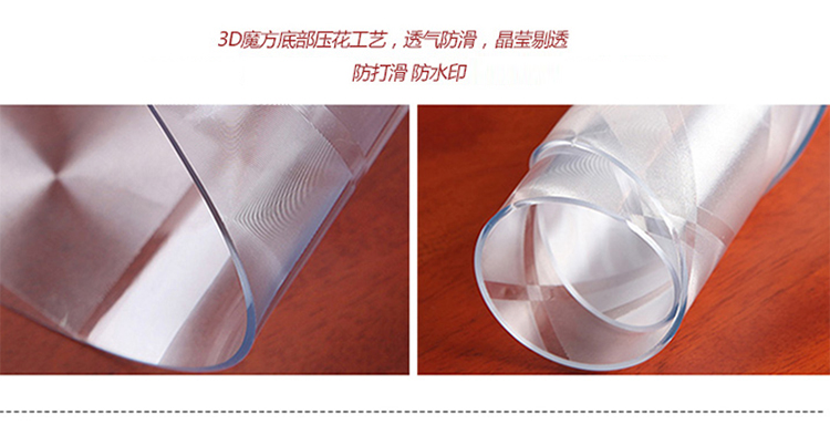
                                        俊艺 软桌布桌垫PVC软性材质 圆形桌垫防水防油  磨砂防水印餐厅垫 格子磨砂2mm-防水印 60cm圆                