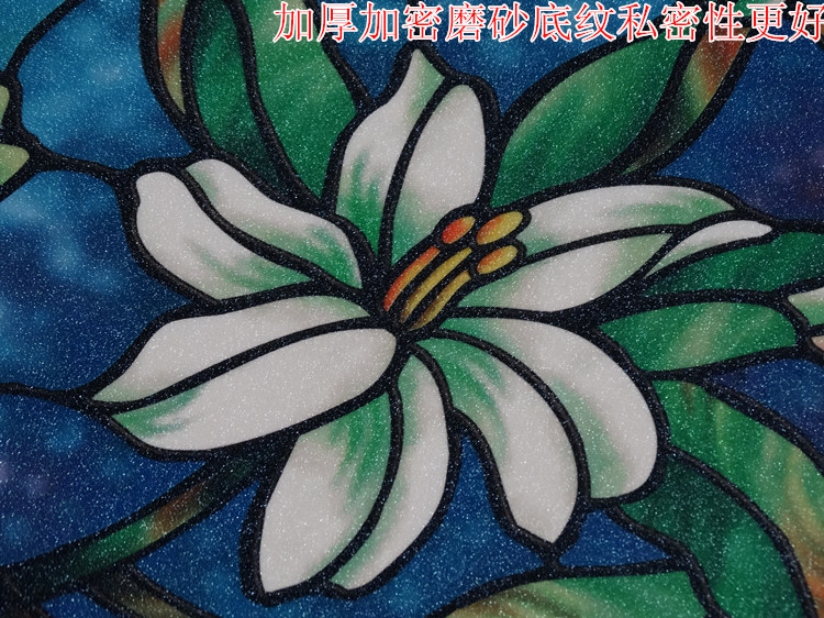 莱恩斯玻璃贴膜窗贴玻璃贴纸磨砂玻璃纸透光不透明玻璃窗贴膜卫生间玻璃膜磨砂膜无胶静电窗户贴纸 0.6米宽1米长百合