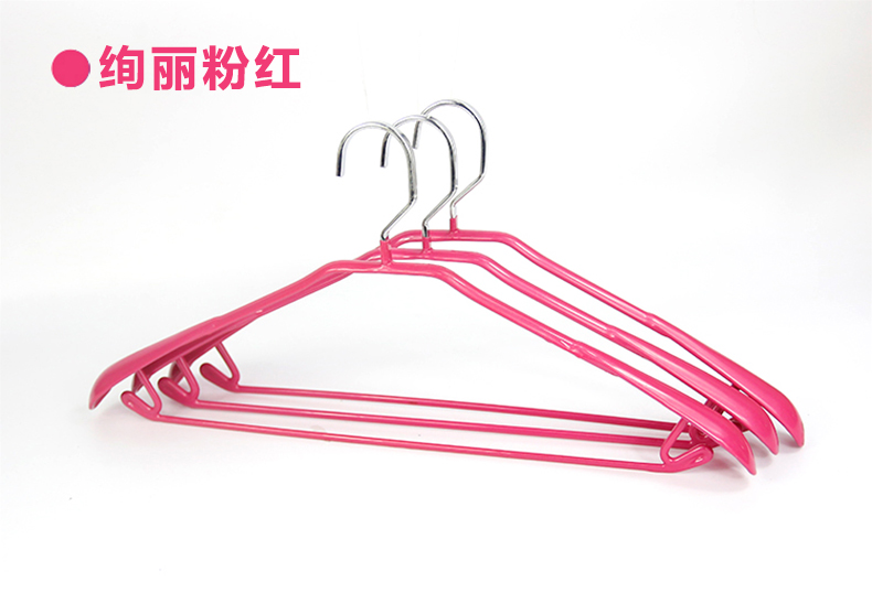 
                                                            三特 宽肩无痕衣架（10支）浸塑衣服撑子西装宽衣服挂防滑不锈钢男女架子西服大衣撑 扁钩紫色                