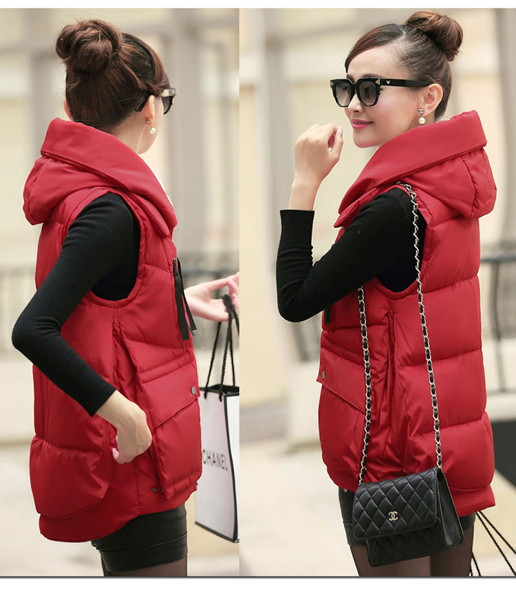 014新款韩版大码女装连帽<em>羽绒棉马甲女短款</em>军