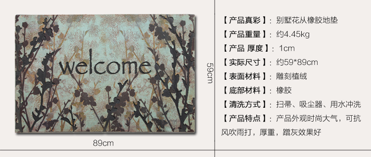 真彩 进门垫脚垫地垫大门口入户欧式别墅蹭土垫 别墅大理石 56x120cm