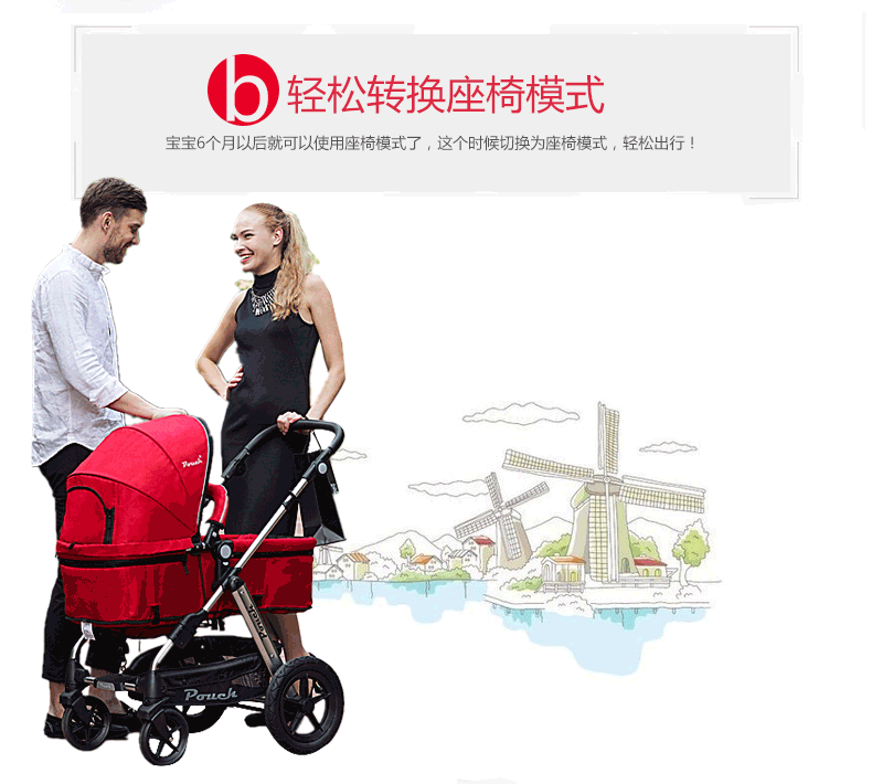 婴儿推车婴儿车宝宝手推车童车高景观避震轻便可躺可坐婴儿车 铂金系