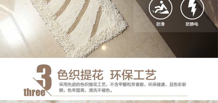 
                                                                                尼的生活纯棉地垫门垫入户大脚垫浴室防滑吸水地巾卧室地毯 米色方格                