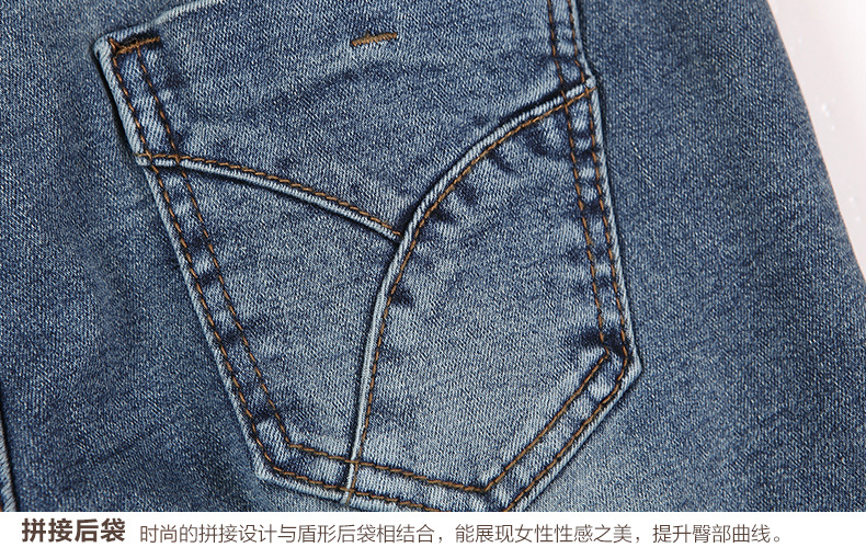 北极绒（Bejirog） 新款弹力高腰牛仔裤女小脚裤韩版潮长裤子 秋冬修身显瘦铅笔女裤加绒 烟灰蓝 27(2尺)