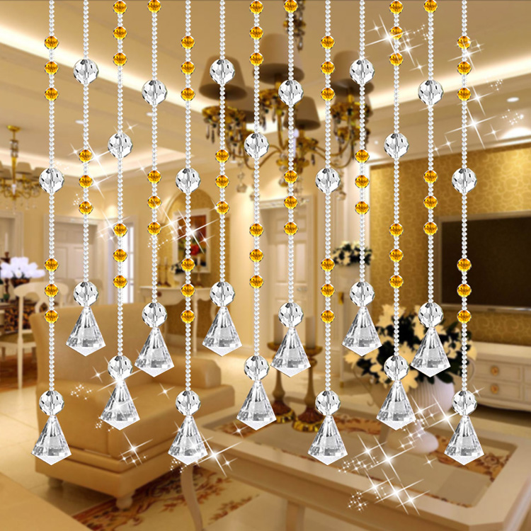 
                                        门帘水晶珠帘隔断帘成品玄关半帘客厅卧室屏风帘挂帘子窗帘装饰床帘屏风帘 香槟20条弧形                