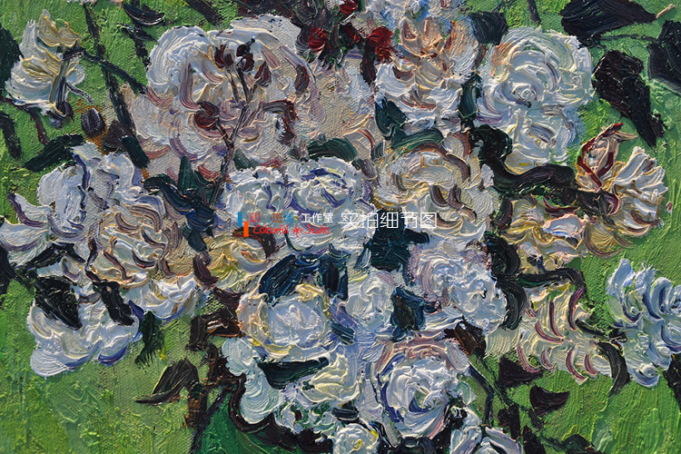 梵高 瓶子中的玫瑰花 手绘油画欧式花卉静物有框画 名画玄关卧室 印象斑斓 有框画-A款 50X60cm-画芯尺寸