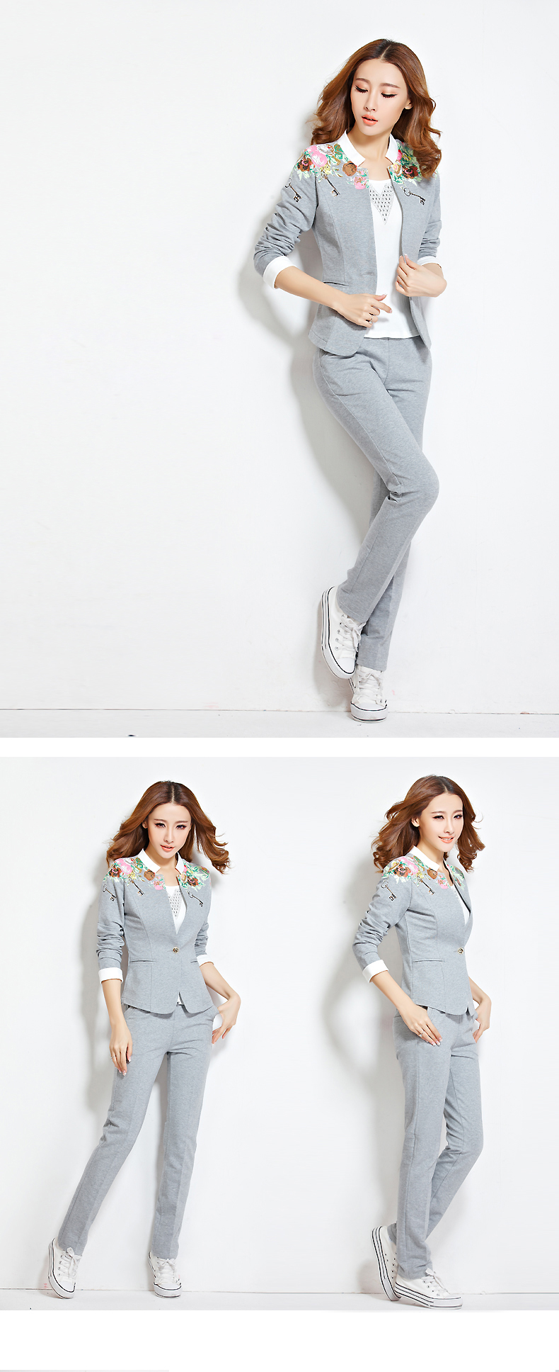 莱沫2015秋冬新款女装小西服三件套修身运动时尚休闲卫衣套装 LM869 深蓝色 L