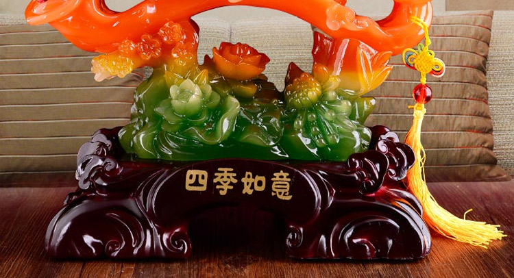 
                                                                                聚善缘 玉如意工艺品摆件 客厅新房乔迁家居电视柜装饰品摆设 送朋友结婚礼物 小号四季如意【红色】长24*宽12*高23厘米                