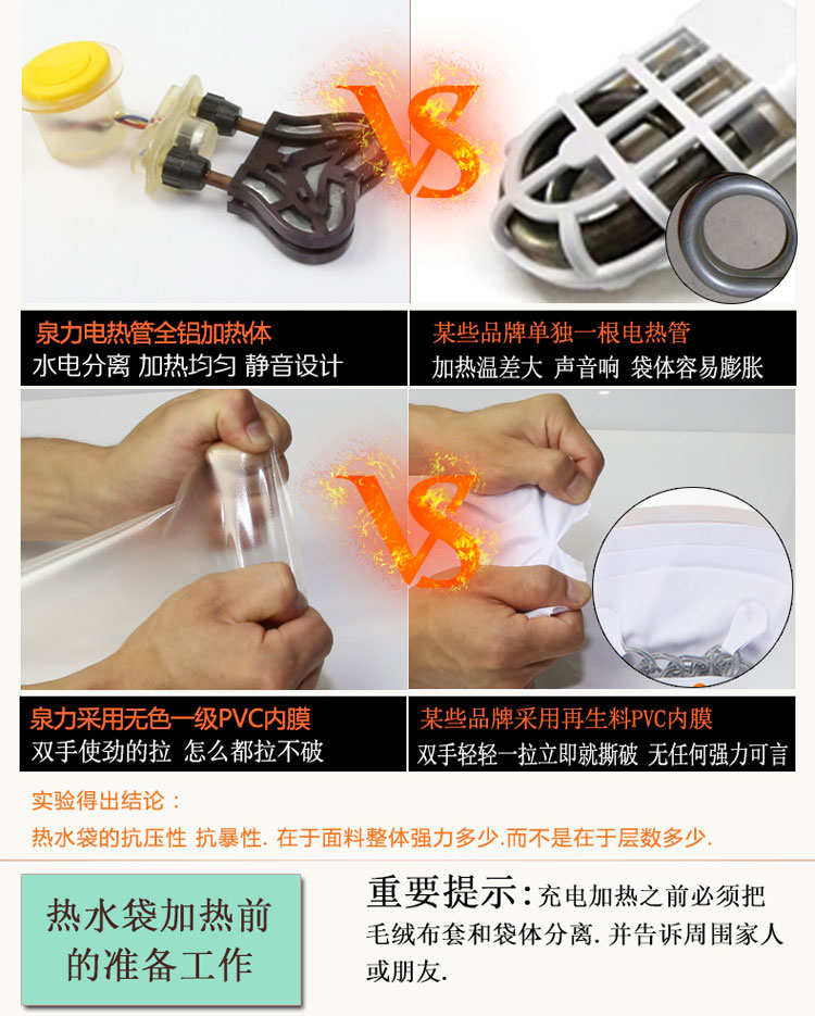 泉力充电热水袋注水暖手宝卡通暖水袋电暖宝宝暖腰宝电暖袋暖手袋水电分离 灰色考拉