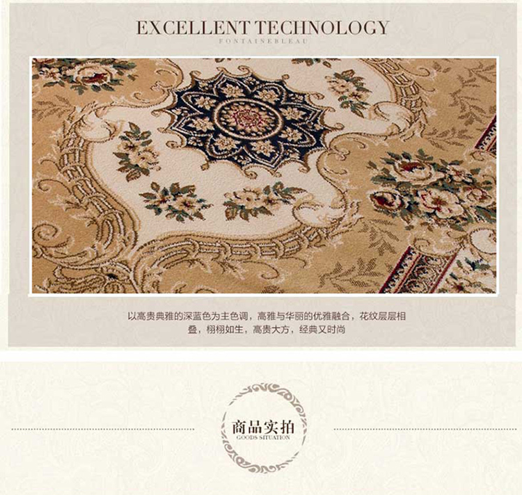 KAILI地毯 客厅茶几地垫 卧室满铺床边毯 简约时尚风格 5301BE 80x120cm