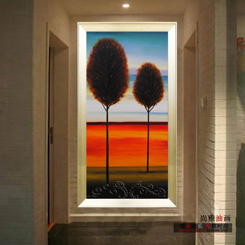 
                                        100%纯手绘油画 玄关装饰画竖画走廊无框画壁画墙画挂画抽象画现代简约家居饰品艺术画壁挂 无框画 70*140厘米                