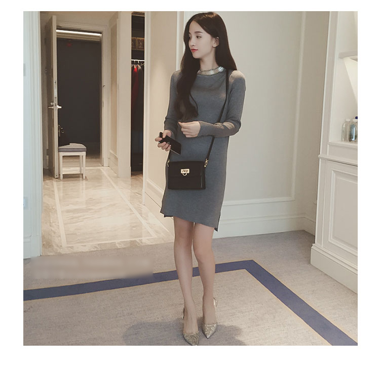 衣与草2015秋装新款连衣裙子女装秋款 女装秋季连衣裙秋装上新 女装冬上新  冬季新品女装 灰色 均码-