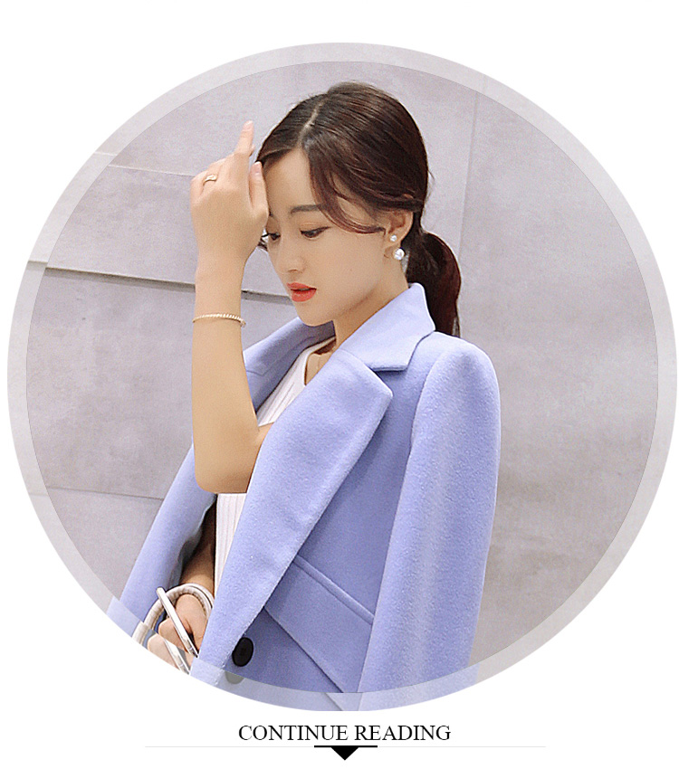 佰仕帝 2015新款毛呢大衣女毛呢外套韩版中长款风衣修身 红色  M