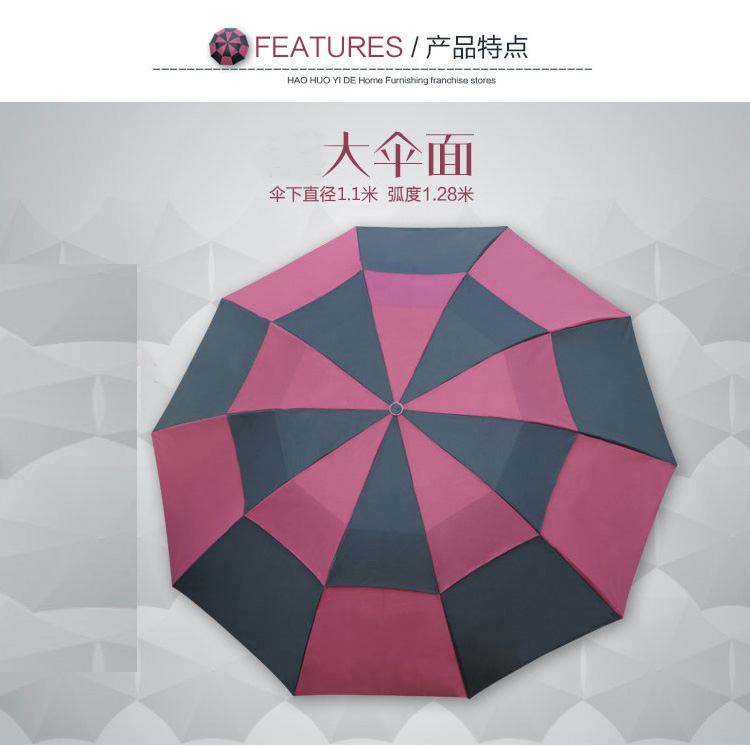 
                                                            天堂伞 十骨钢骨商务晴雨伞 三折雨伞太阳伞  广告伞可定制印刷印字企业logo 双人款-3311E碰-黑色                