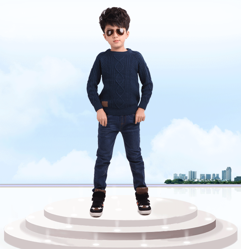 童装童鞋 裤子 添丝(tiansi) 男童牛仔裤长裤春秋款/加绒加厚冬款5-12