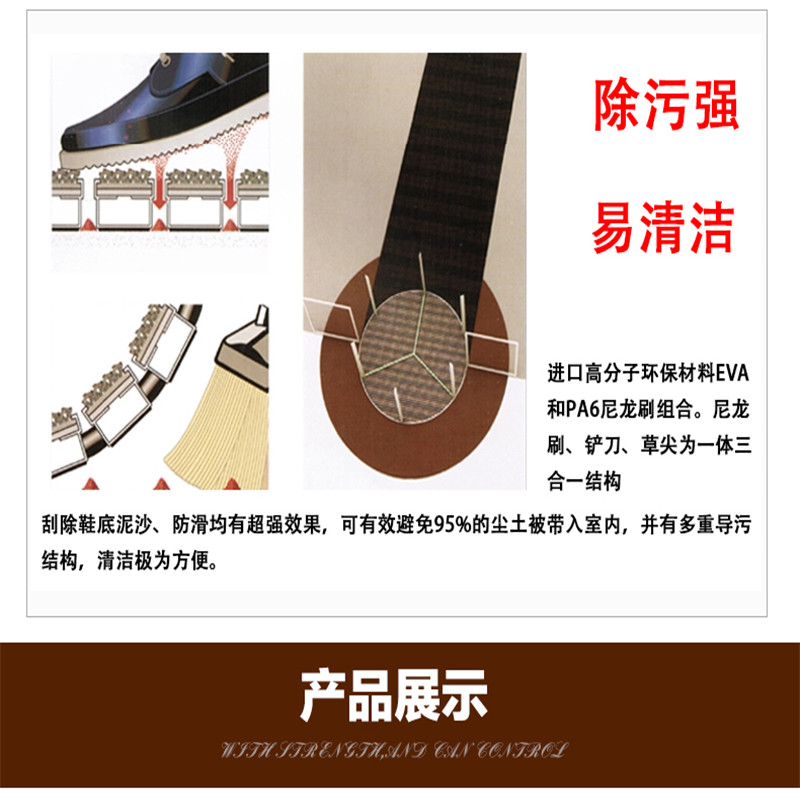 
                                        室外三合一地垫脚垫门垫门厅塑料镂空防滑垫进门门口除尘定制地垫 三刷灰底绿刷 60CM*90CM                