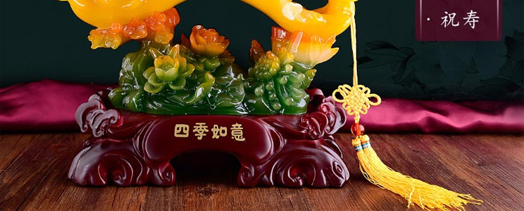
                                                                                聚善缘 玉如意工艺品摆件 客厅新房乔迁家居电视柜装饰品摆设 送朋友结婚礼物 小号四季如意【红色】长24*宽12*高23厘米                