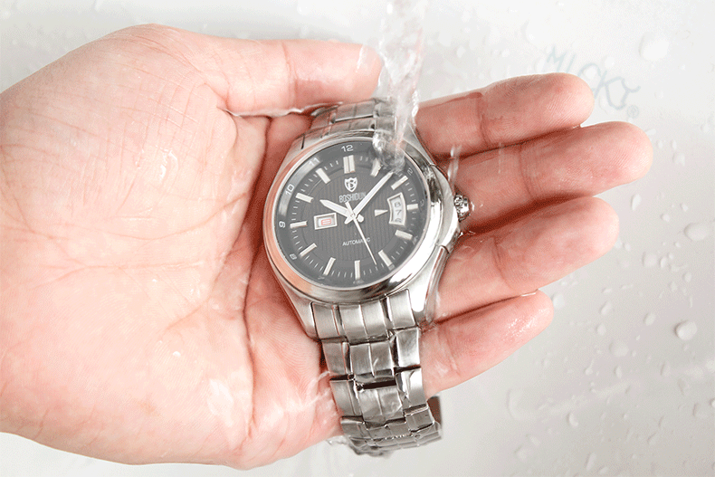 博仕顿(boshidun)手表全自动机械表 休闲双日历 防水精钢男士手表 间