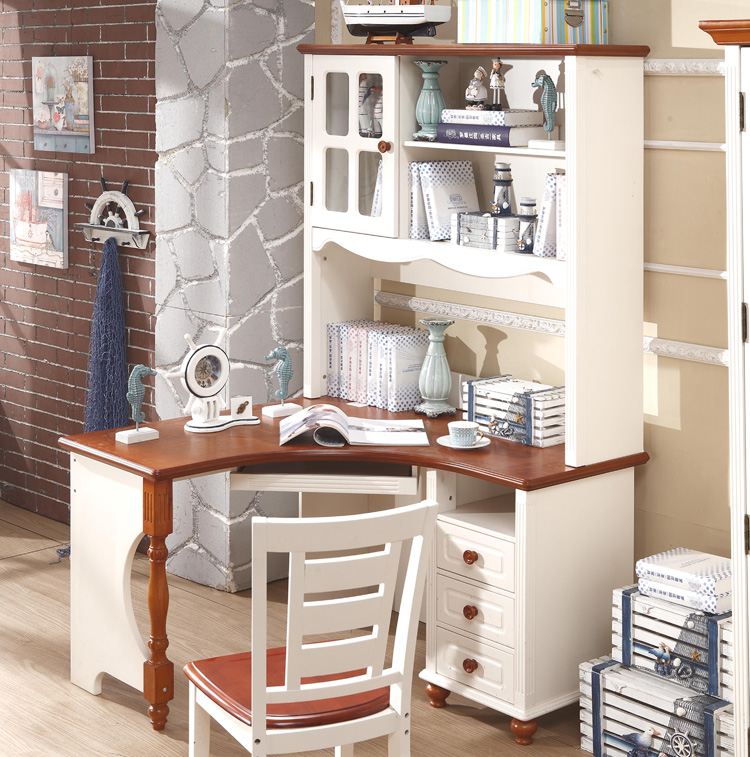 中海乡村家具 21 转角书桌 家用多功能电脑桌写