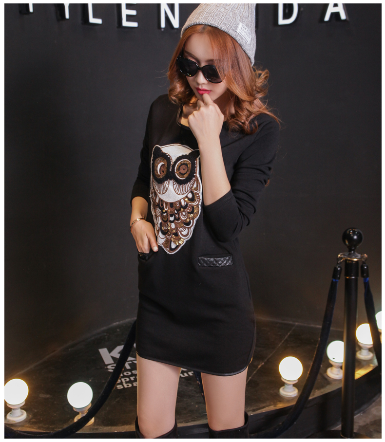 Leader in the autumn and winter 2015 large western new women to increase wear long-sleeved shirt thick MM embroidery owl plus lint-free thick female black skirt 3XL recommendations 140-160 characters catty picture, prices, brand platters! The elections are supplied in the national character of distribution, so action, buy now enjoy more preferential! As soon as possible.