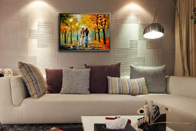 
                                        印象斑斓 Leonid Afremov系列 纯手绘油画 厚油颜料客厅卧室现代抽象装饰画刀画 O款 60X80cm                