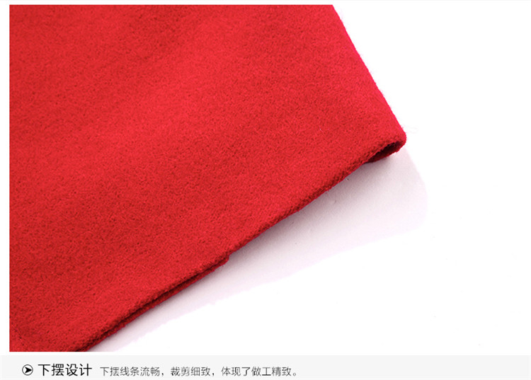 贞凡2015秋冬季新款韩版女装修身毛呢外套双排扣中长款胖MM呢子大衣休闲毛呢大衣 红色 L