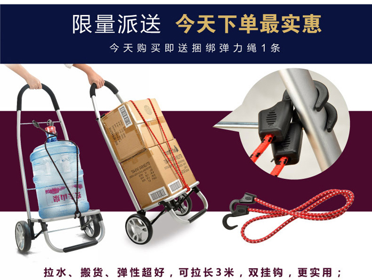 致丽生活 购物车买菜车小拉车爬楼折叠便携拉杆车铝合金手推行李车老年手拉车小拖车 大号/咖啡色 S35购物车