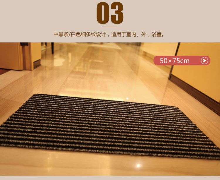 
                                        英达罗 高端家用进门厅入口玄关除尘阳台厨房卫生间吸水防滑地垫 蓝色条纹 40cm*60cm                