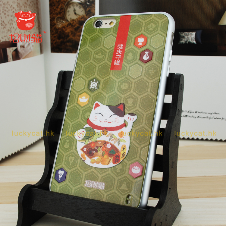 正品招财猫 3D闪粉 iPhone6 Plus 保护壳 苹果软壳 TPU带铝边 万福祈愿J12373K