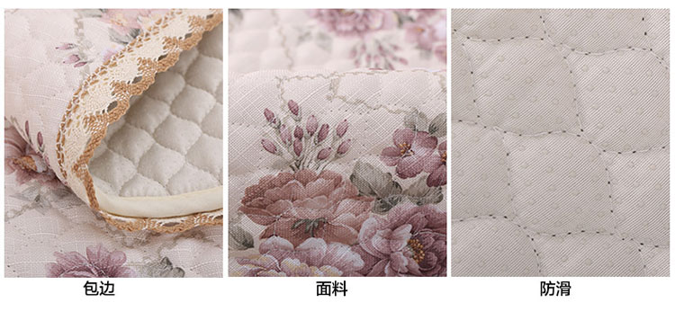草色帘青亚麻沙发垫组合套装防滑韩式蕾丝沙发巾沙发套罩四季 相约春天-蓝色 90宽大L贵妃套装