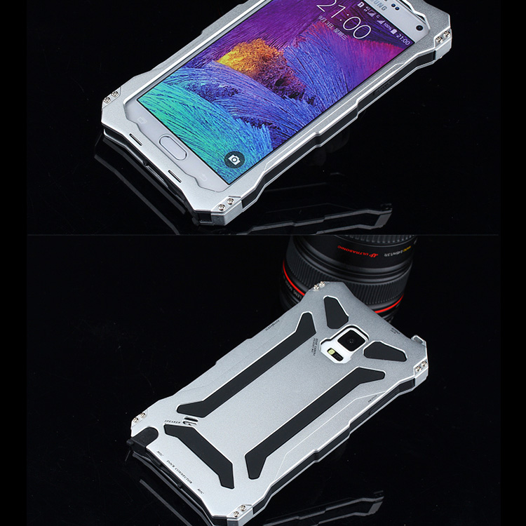 S.CENG Gundam Water Resistant Dustproof Shockproof Silicone Gorilla Glass Aluminum Alloy Metal Case Cover for Samsung Note 4