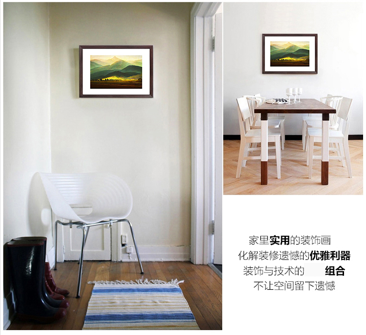 有家电表箱装饰画电源电盒配电箱客厅餐厅现代可推拉式翻盖遮挡箱挂画电闸箱有框画 翠竹 深木纹框64*44(内径60*40)