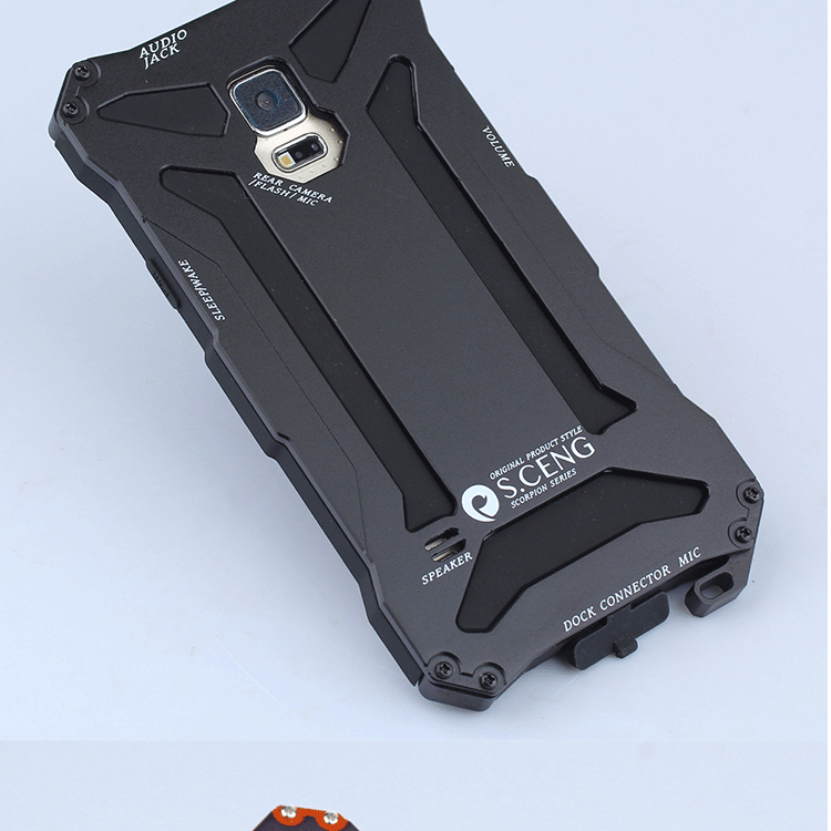 S.CENG Gundam Water Resistant Dustproof Shockproof Silicone Gorilla Glass Aluminum Alloy Metal Case Cover for Samsung Galaxy S5