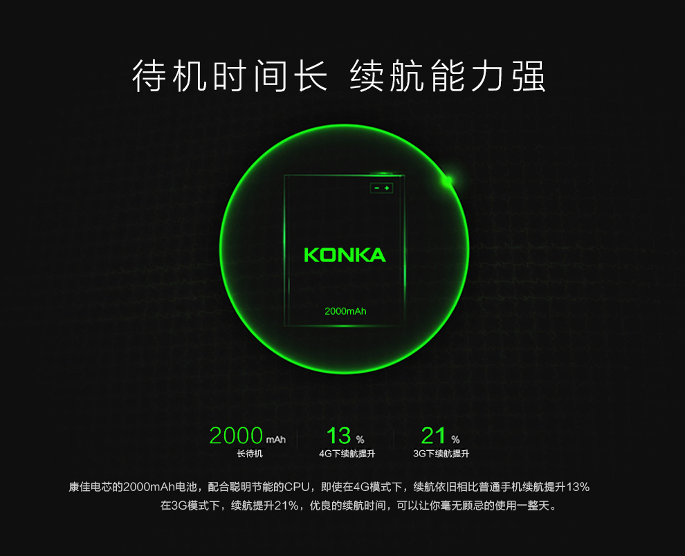康佳（KONKA）L826 移动4G 智能手机 黑色+金属蓝*搪瓷蓝