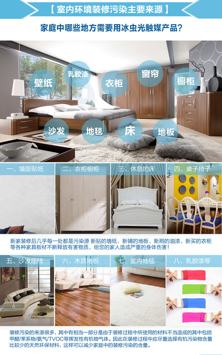 【浙大研发】纳米光触媒去除甲醛 新房装修家具除味 甲醛清除剂强力型