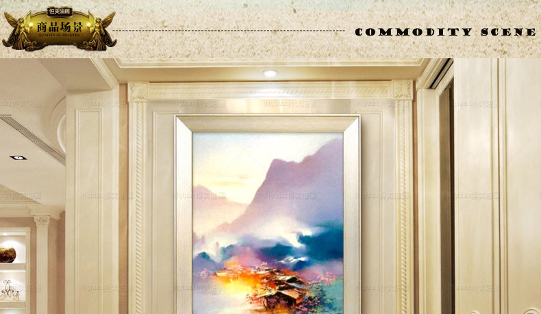 恒美手绘抽象油画三联画壁画挂画现代简约装饰画客厅壁炉玄关走道有框画 CX02 欧式框1 50x70
