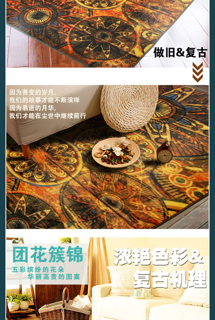 捷成地毯客厅地毯卧室床边毯欧式复古现代地毯茶几沙发地垫地毯书房电脑桌地毯装饰家用 灰色幽默 1700MMx2000MM 特价